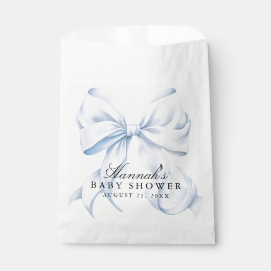 Blue Bow Baby Shower Coquette Bow Theme フェイバーバッグ (正面)