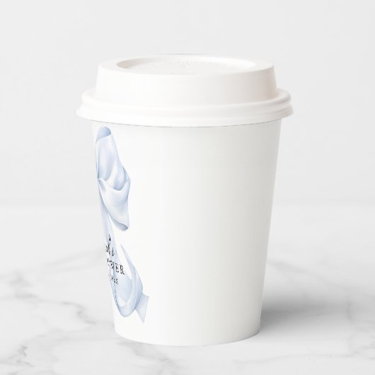 Blue Bow Baby Shower Coquette Bow Theme 紙コップ (左)
