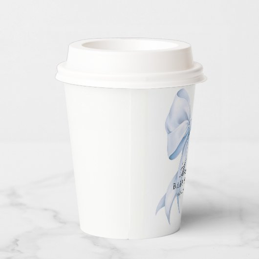 Blue Bow Baby Shower Coquette Bow Theme 紙コップ (右)