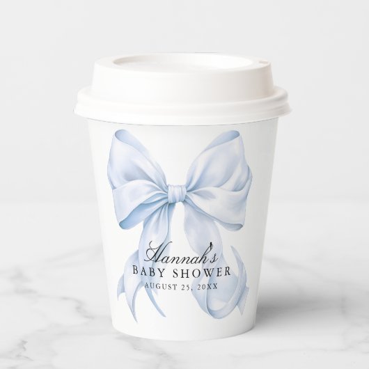 Blue Bow Baby Shower Coquette Bow Theme 紙コップ (正面)