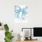 Blue Bow Baby Shower Thank You Sign ポスター (ホームオフィス)