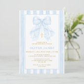 Blue Bow Baptism Invitation 招待状 (スタンド正面)