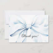 Blue Bow Baptism Photo Flat Thank You Card サンキューカード (裏面)