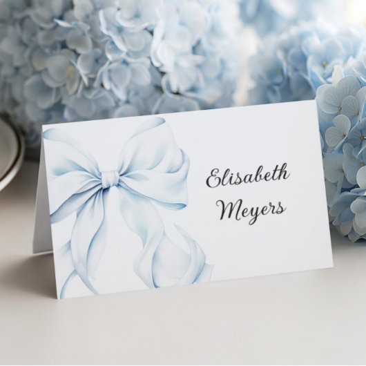 Blue Bow - Baptism Place Cards テーブルナンバー