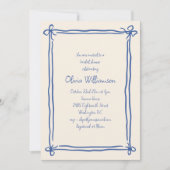 Blue Bow Border Bridal Shower Cornflower 招待状 (正面)
