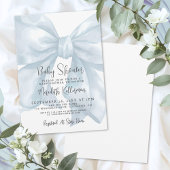 Blue Bow Boy Baby Shower 招待状