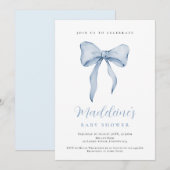 Blue Bow Boy Baby Shower invitation 招待状 (正面/裏面)