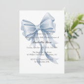 Blue Bow Boy Baby Shower Invitation Coquette 招待状 (スタンド正面)