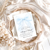 Blue Bow boy Modern Baby Shower  招待状