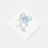 Blue Bow Bridal Shower Napkins スタンダードカクテルナプキン (角)