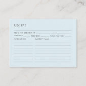 Blue Bow Bridal Shower Recipe Request エンクロージャーカード (裏面)