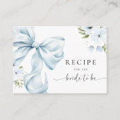 Blue Bow Bridal Shower Recipe Request エンクロージャーカード (正面)