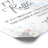 Blue Bow Butterfly Baby Shower Diaper Raffle ポスター (角)