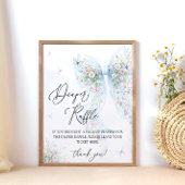 Blue Bow Butterfly Baby Shower Diaper Raffle ポスター