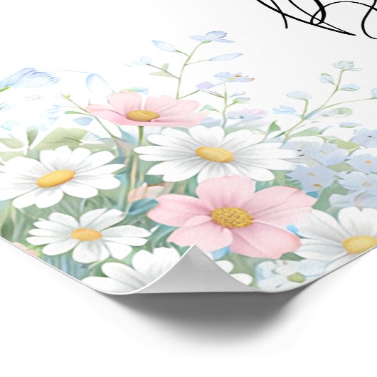 Blue Bow Butterfly Baby Shower Welcome ポスター (角)