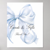 Blue Bow Cards and Gifts Sign, Coquette Bow ポスター (正面)