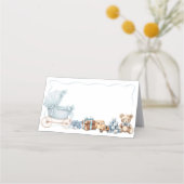 Blue Bow Carriage Baby Shower Appointment Card 予約カード (正面)