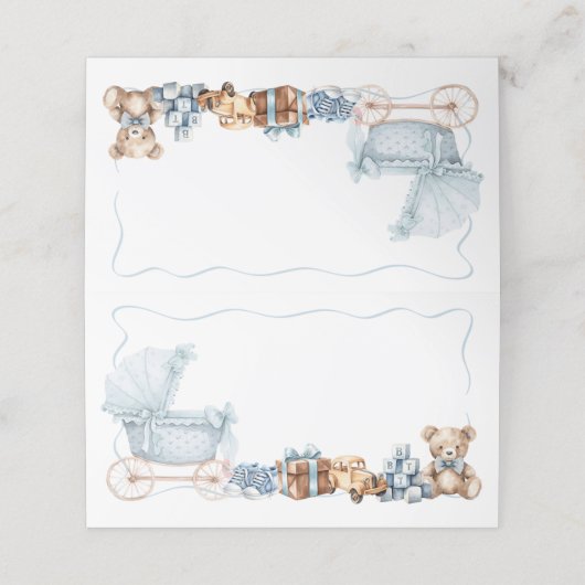 Blue Bow Carriage Baby Shower Appointment Card 予約カード (外部開封)