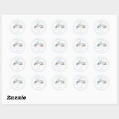 Blue Bow Carriage Baby Shower Thank You Sticker ラウンドシール (シート)