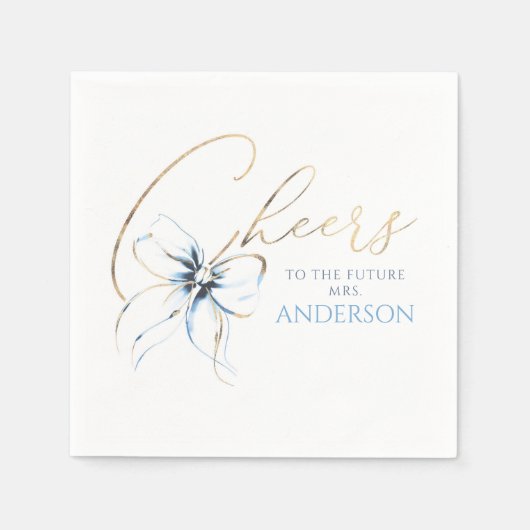Blue Bow Cheers To The Future Mrs Bridal Shower スタンダードカクテルナプキン (正面)