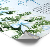 Blue Bow Christmas Baby Shower Late Night Diapers  ポスター (角)