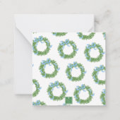 Blue Bow Christmas Boxwood Wreath ノートカード (裏面)