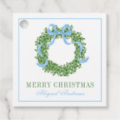 Blue Bow Christmas Boxwood Wreath フェイバータグ (正面)