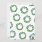 Blue Bow Christmas Boxwood Wreath Party 招待状 (裏面)
