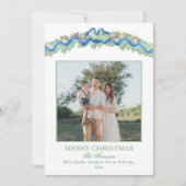 Blue Bow Christmas Garland Nutcracker 2 Photos シーズンカード (正面)