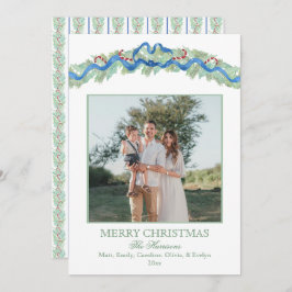 Blue Bow Christmas Garland Nutcracker 2 Photos シーズンカード