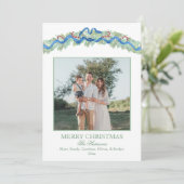 Blue Bow Christmas Garland Nutcracker 2 Photos シーズンカード (スタンド正面)