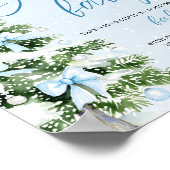 Blue Bow Christmas Tree Baby Shower Don't Say Baby ポスター (角)