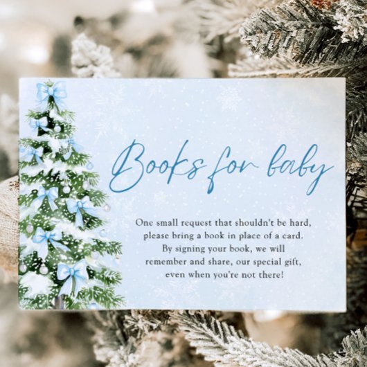 Blue Bow Christmas Tree Books for Baby Baby Shower 招待状