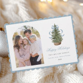 Blue Bow Christmas Tree Holiday Card シーズンカード