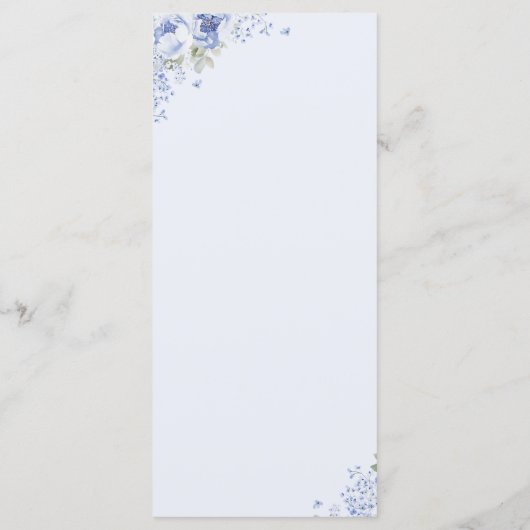 Blue Bow Coffee Bridal Shower Menu Card メニュー (裏面)
