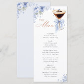 Blue Bow Coffee Bridal Shower Menu Card メニュー (正面/裏面)