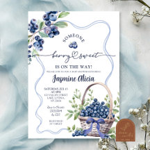 Blue Bow Coquette Blueberry Baby Shower
