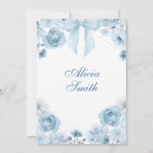 Blue Bow Coquette Crown Floral Quinceanera Invitat 招待状 (裏面)