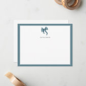 Blue Bow Coquette Personalized ノートカード (正面/裏面インサイチュ)