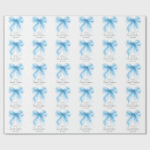 Blue Bow Coquette Script Sweet 16 Party  ラッピングペーパー (フラット)