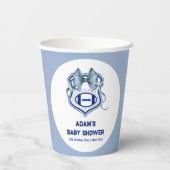 Blue Bow Crest Rookie Football Sport Baby Shower 紙コップ (裏面)