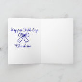 Blue bow CUTIE ADD NAME BABY happy birthday  カード (内部)