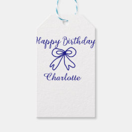 Blue bow CUTIE ADD NAME BABY happy birthday  ギフトタグ