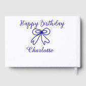 Blue bow CUTIE ADD NAME BABY happy birthday  ゲストブック (裏面)