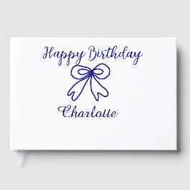 Blue bow CUTIE ADD NAME BABY happy birthday  ゲストブック