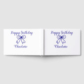 Blue bow CUTIE ADD NAME BABY happy birthday  ゲストブック (全面)