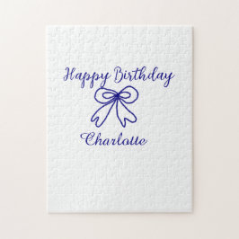 Blue bow CUTIE ADD NAME BABY happy birthday  ジグソーパズル