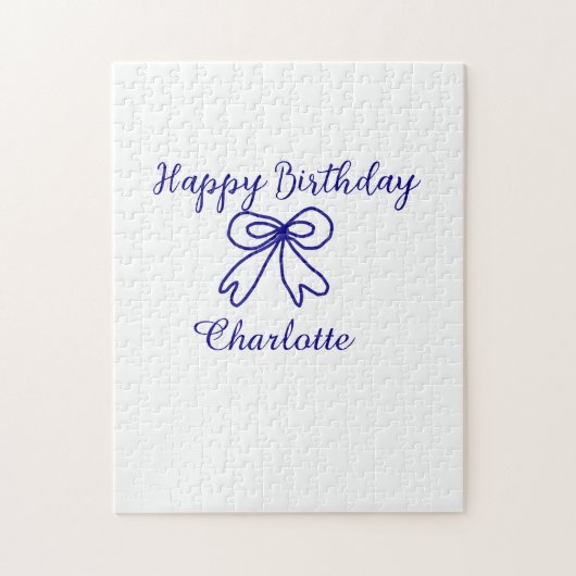 Blue bow CUTIE ADD NAME BABY happy birthday  ジグソーパズル (縦)