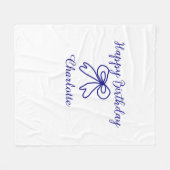 Blue bow CUTIE ADD NAME BABY happy birthday  フリースブランケット (正面(横))