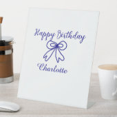 Blue bow CUTIE ADD NAME BABY happy birthday  台座サイン (インサイチュ)